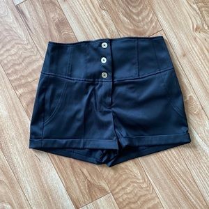 Express high waist black satin shorts